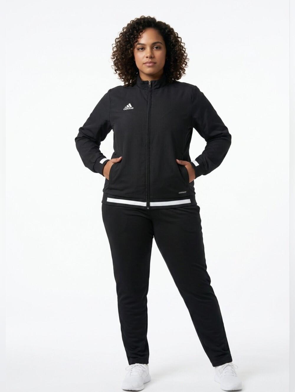 adidas Kids Black Athletic Zip Rain Jacket with White Trim